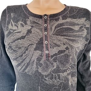 Eddie Bauer Large Flannel Longsleeve Floral Grey Top